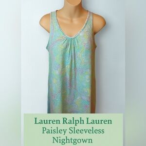 Lauren Ralph Lauren Paisley Nightgown – Sleeveless, Size S, Soft & Lightweight